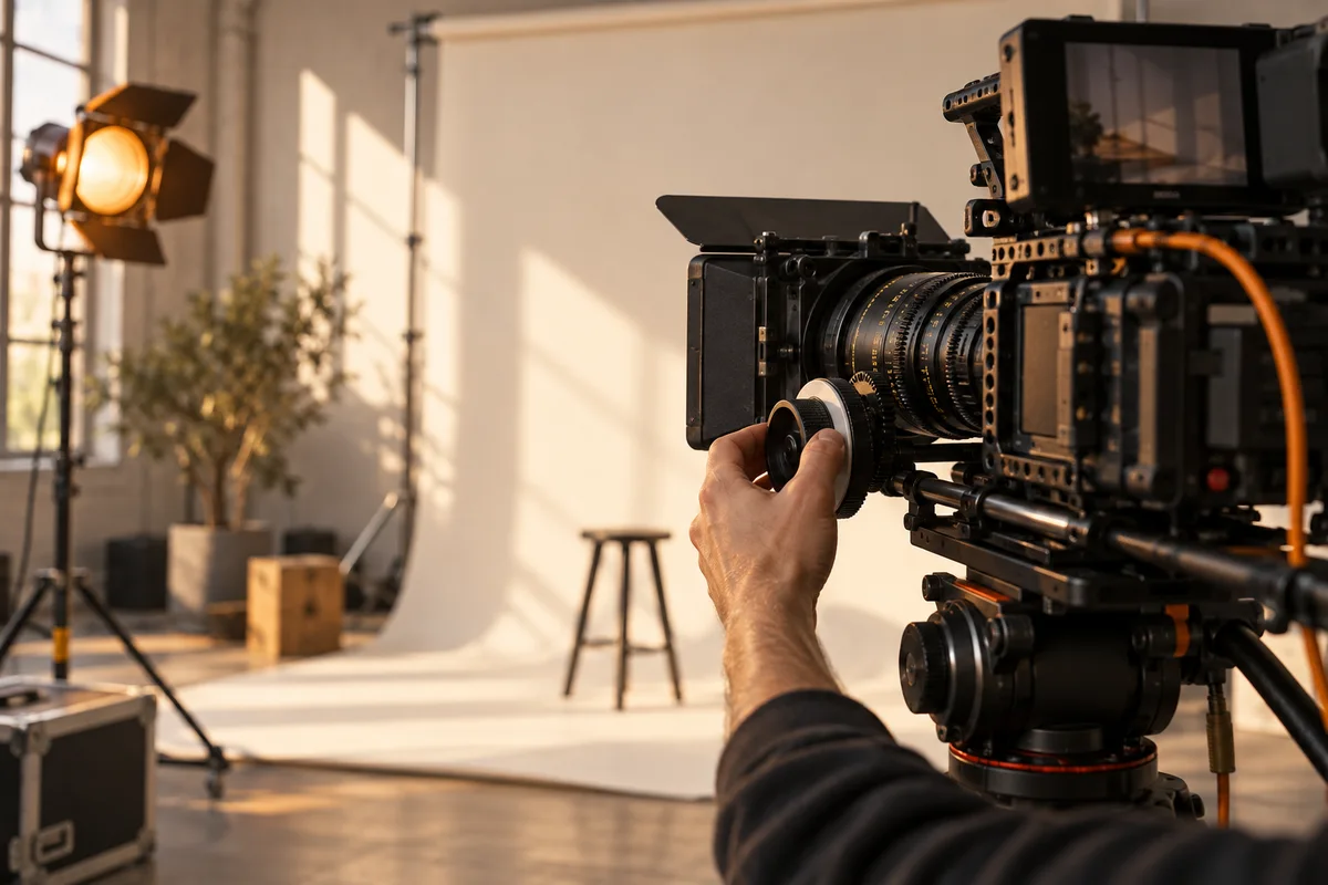 KI-generiertes Symbolmotiv: professionelle Kamera bei einer Videoproduktion